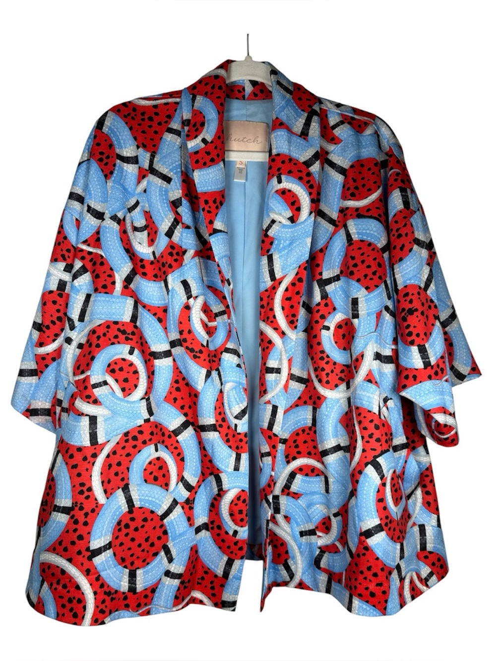 Hutch Serpentine Kimono Jacket Nautical Novelty Print Sz S Business Corporate - Picture 3 of 10